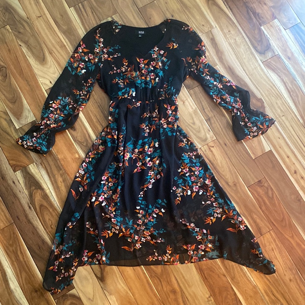 Black long sleeve Fall Dress with ruffle